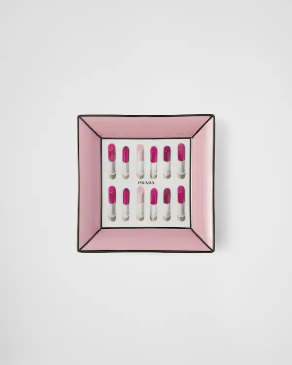 Large square porcelain catchall tray - Lipstick