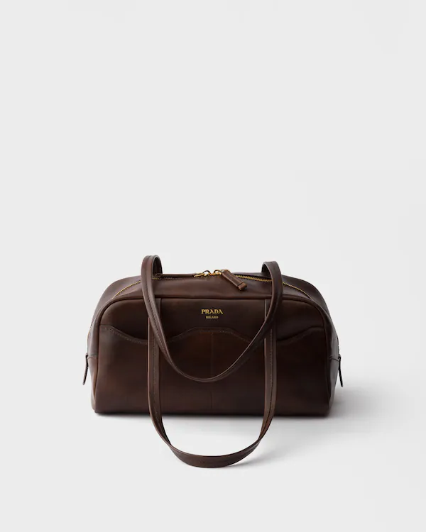 Prada Carry large antiqued leather top-handle bag