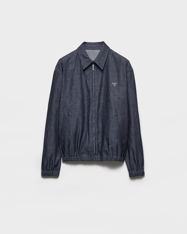 Chambray denim blouson zipper jacket