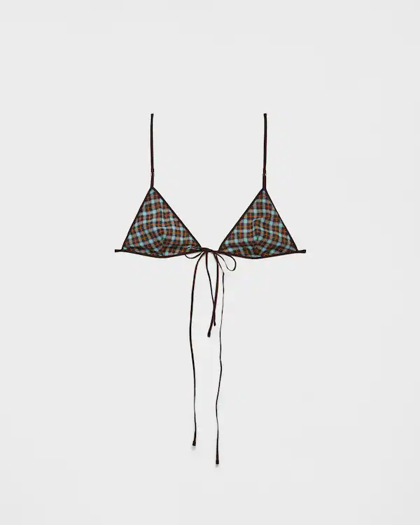 Checked georgette bra