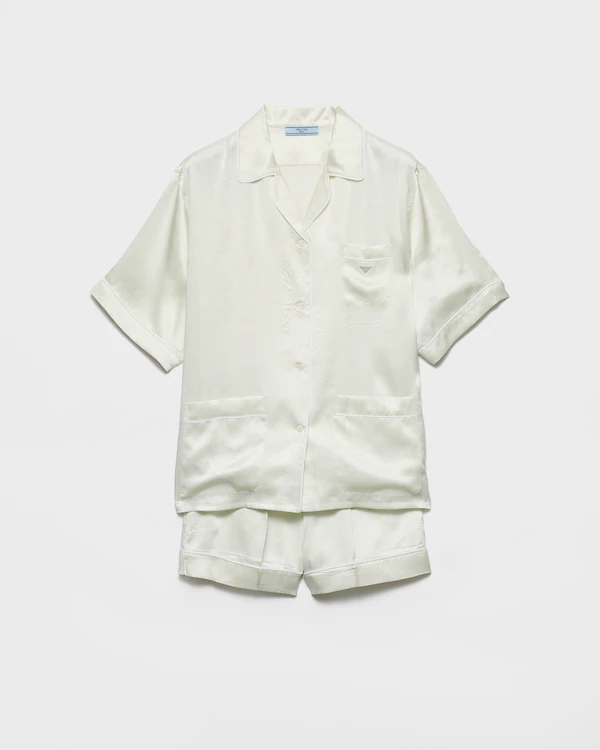 Vintage-look satin pajamas with shorts