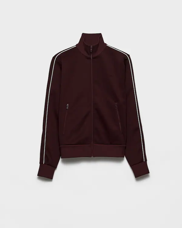 Zippered technical fabric track jacket