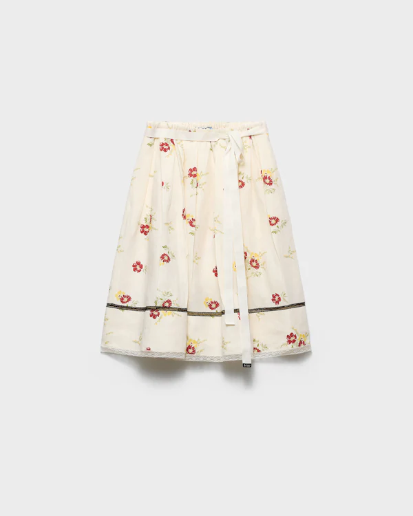 Floral print linen skirt