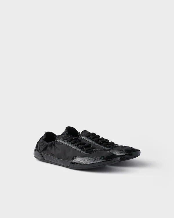 Collapse Re-Nylon and leather sneakers