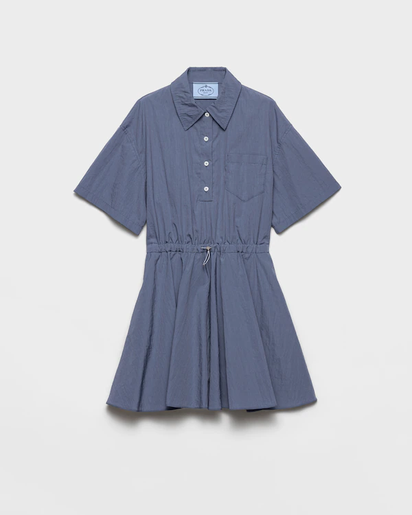 Short-sleeved technical pongé dress