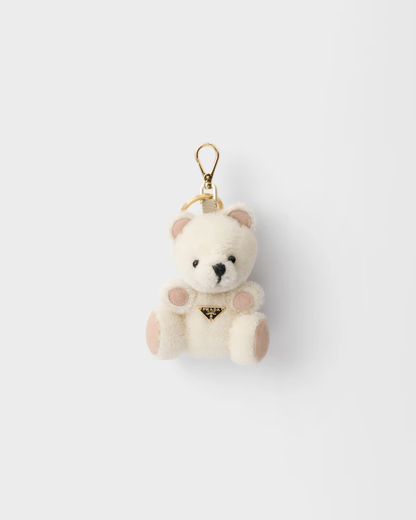 Teddy bear key ring charm with metal ring