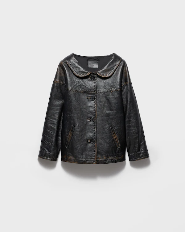 Antiqued nappa leather jacket