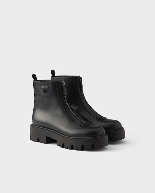 Leather zipper booties