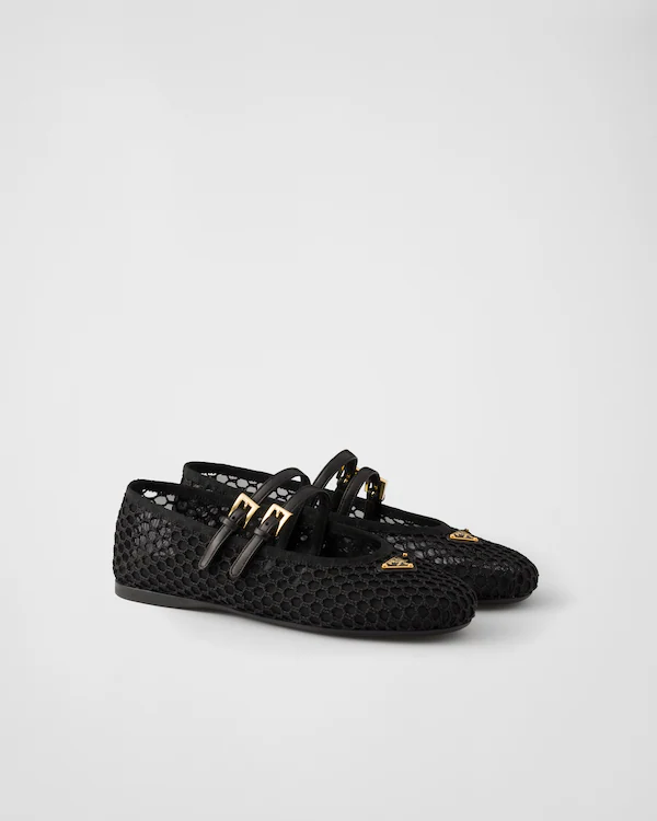 Mesh fabric ballerinas
