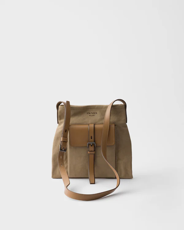 Prada Route canvas and leather shoulder bag