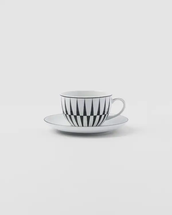 Set of two porcelain cappuccino cups - Stripes