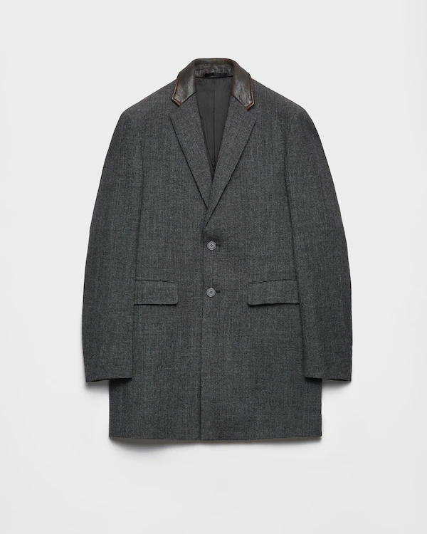 Single-breasted wool blend coat