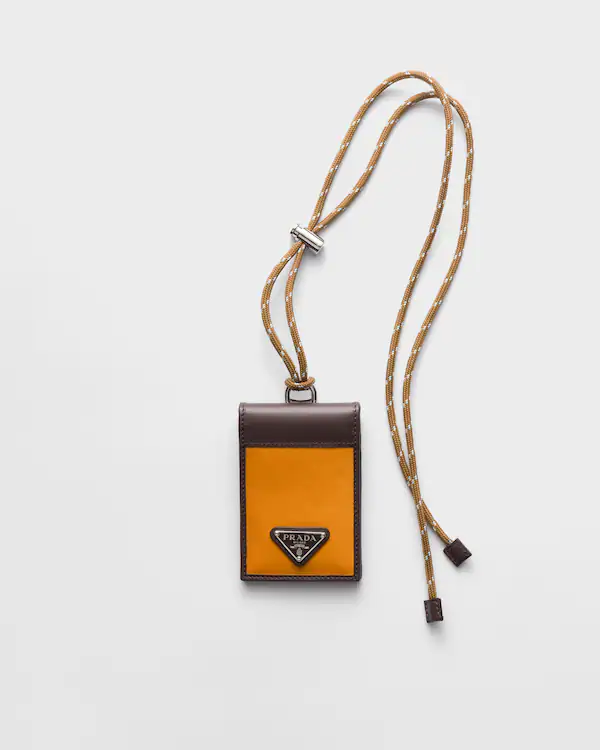 Prada Speedrock Re-Nylon and leather card holder with strap