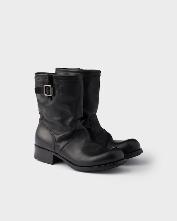 Leather mid-calf boots