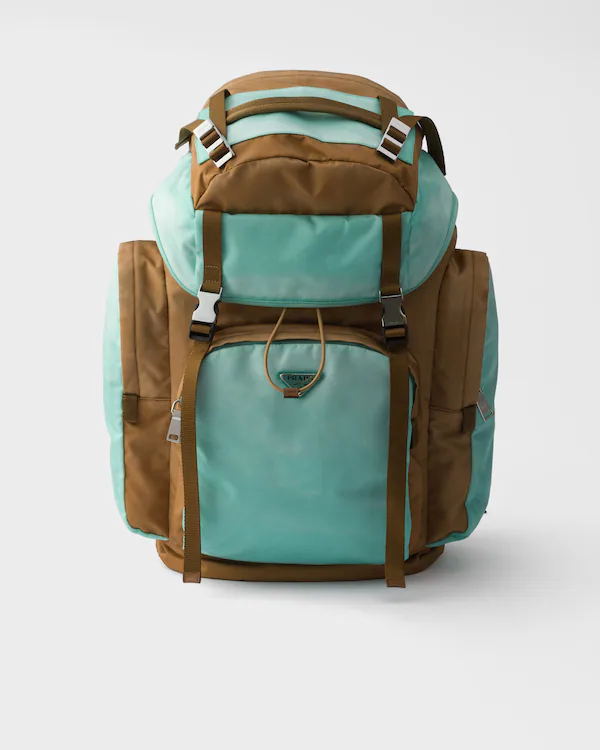 Large Re-Nylon and Saffiano leather backpack