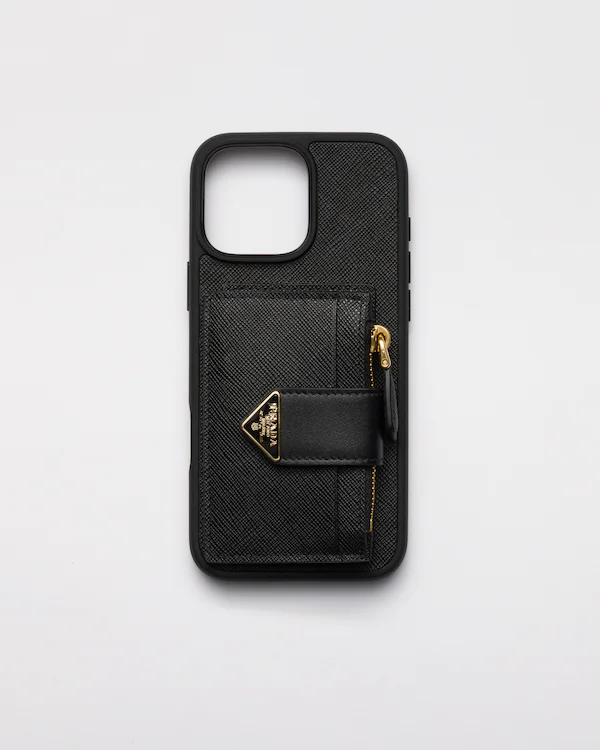 Saffiano leather case for iPhone 16 Pro Max