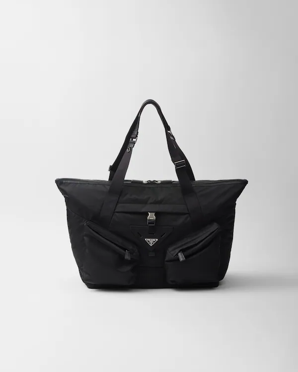 Re-Nylon and leather travel bag