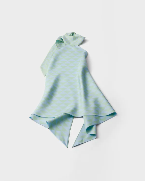 Printed silk twill halter top