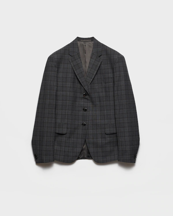Single-breasted Prince Of Wales checked wool jacket