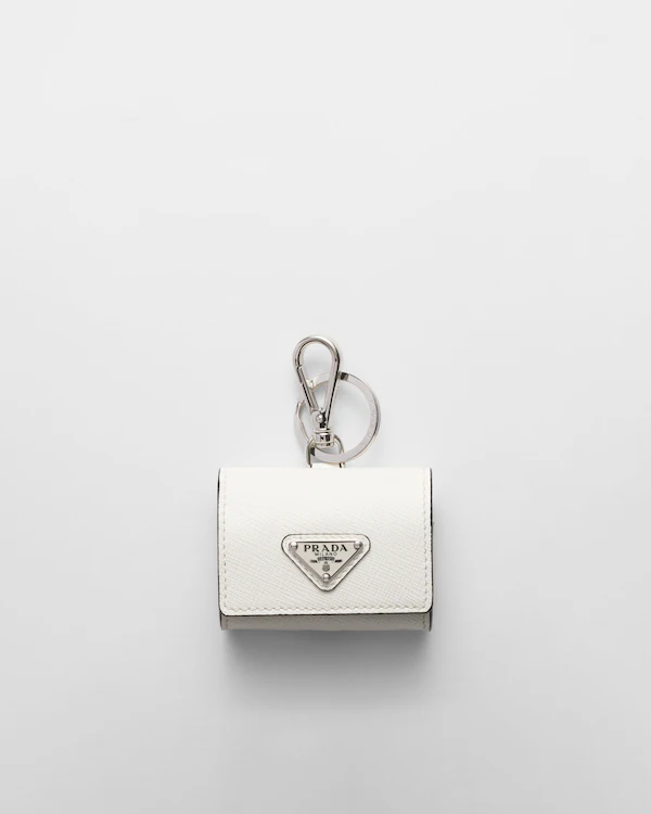 Saffiano leather headphone case with keychain