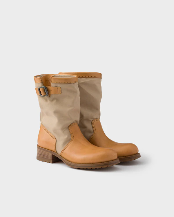 Leather and canvas boots