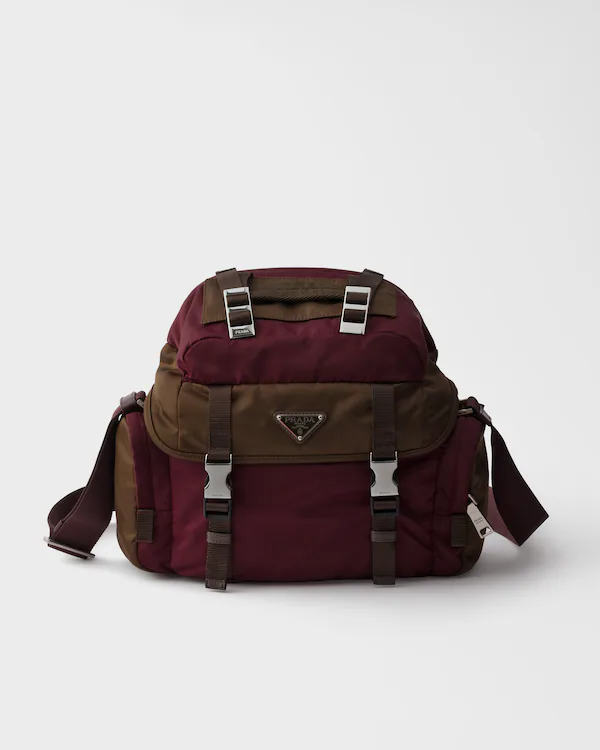 Re-Nylon and leather shoulder bag