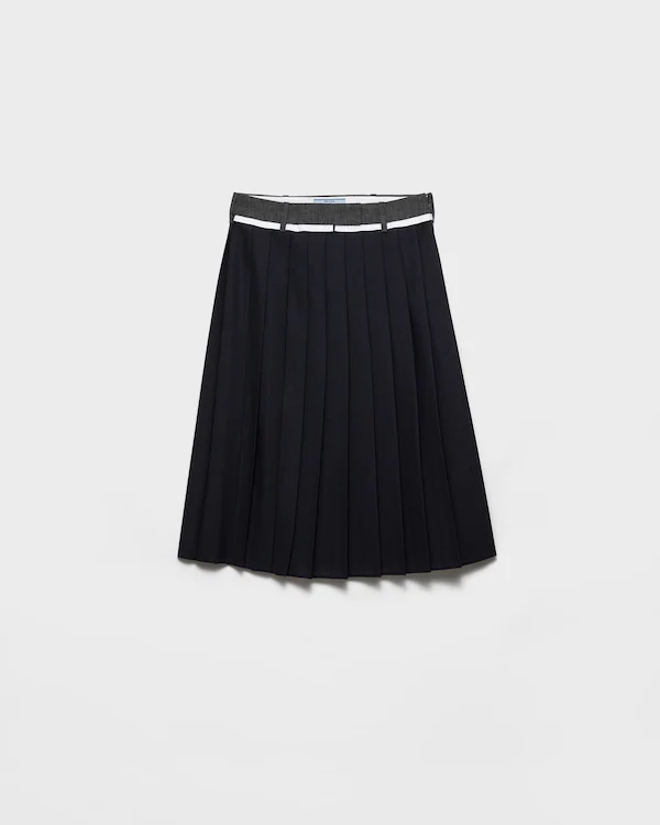 Pleated rush stitch midi skirt