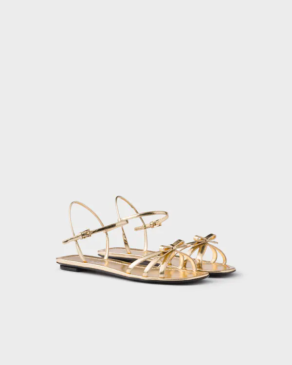 Flat metallic leather sandals
