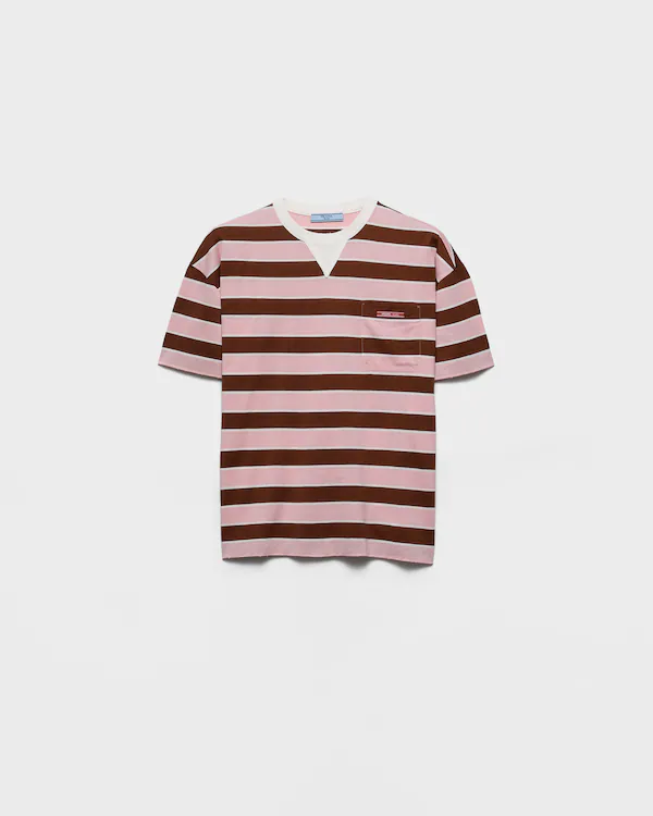 Bayadere striped lisle cotton T-shirt