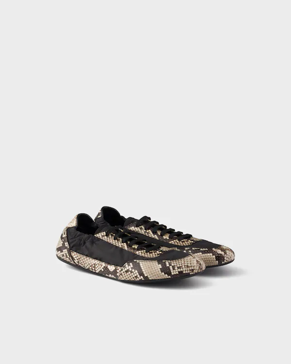 Collapse Re-Nylon and printed Ayers leather sneakers