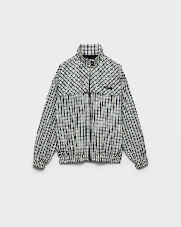 Checked chambray blouson jacket