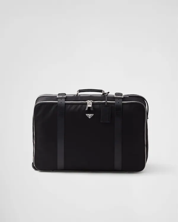 Small Re-Nylon and Saffiano leather suitcase