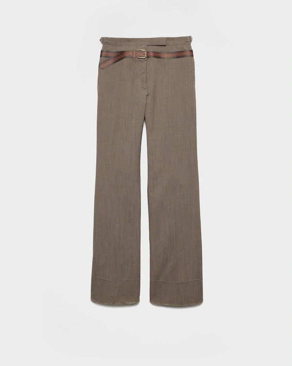 Technical wool pants with printed belt