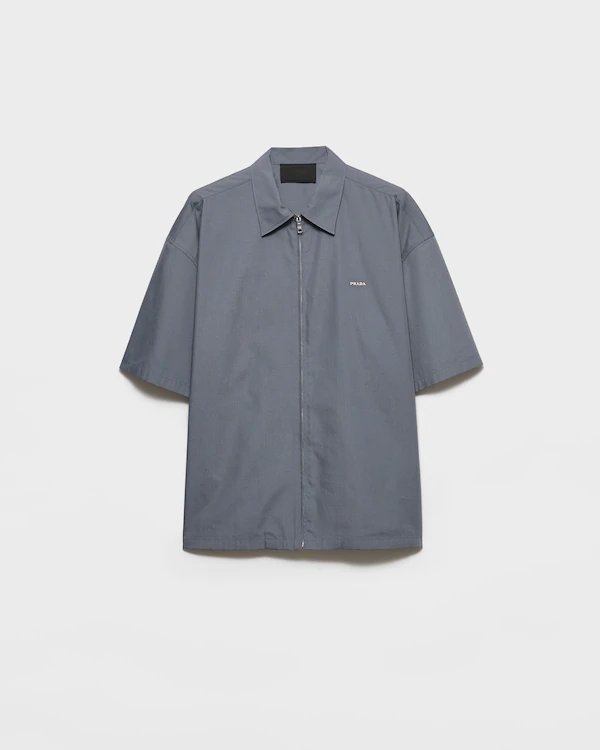 Short-sleeved technical cotton shirt